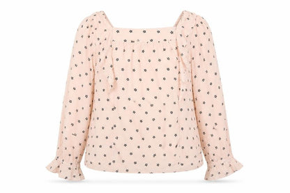 Alice Temperley Womens Pink Geometric Viscose Basic Blouse Size 16 Square Neck - Ruffles