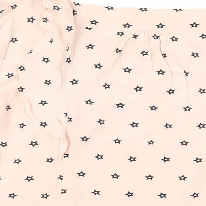 Alice Temperley Womens Pink Geometric Viscose Basic Blouse Size 16 Square Neck - Ruffles