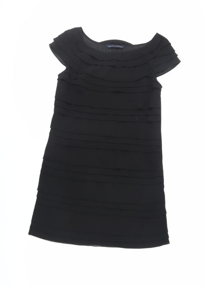 French Connection Womens Black Polyester Pencil Dress Size S Boat Neck Zip