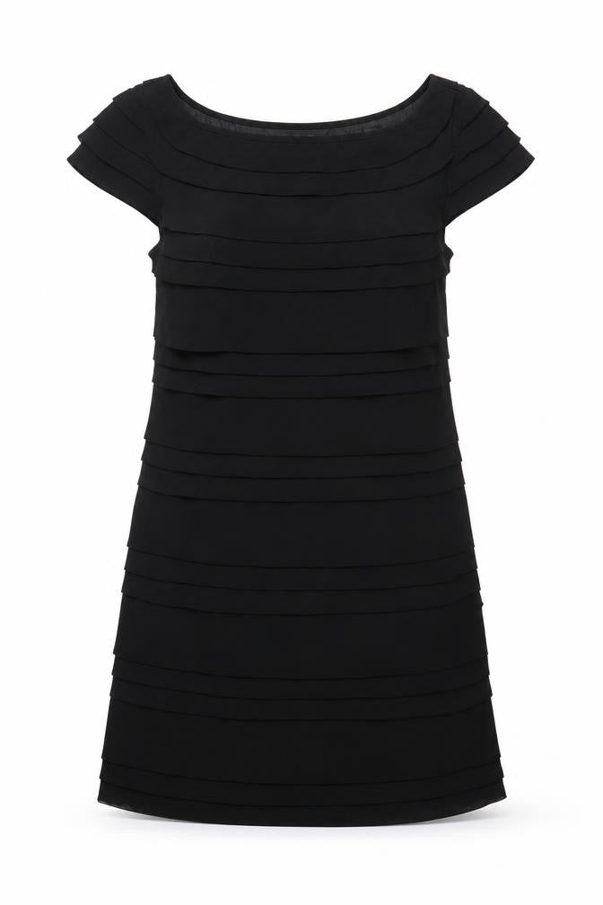 French Connection Womens Black Polyester Pencil Dress Size S Boat Neck Zip