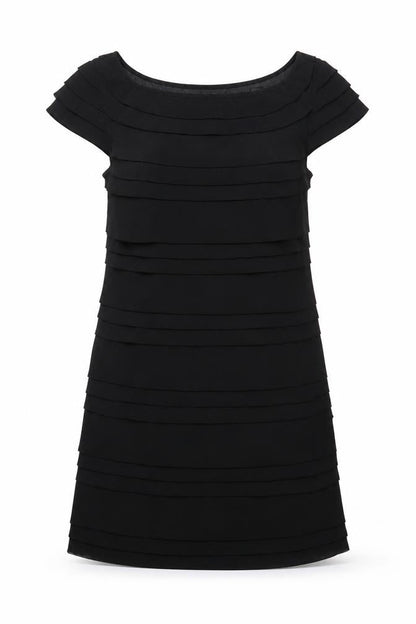 French Connection Womens Black Polyester Pencil Dress Size S Boat Neck Zip