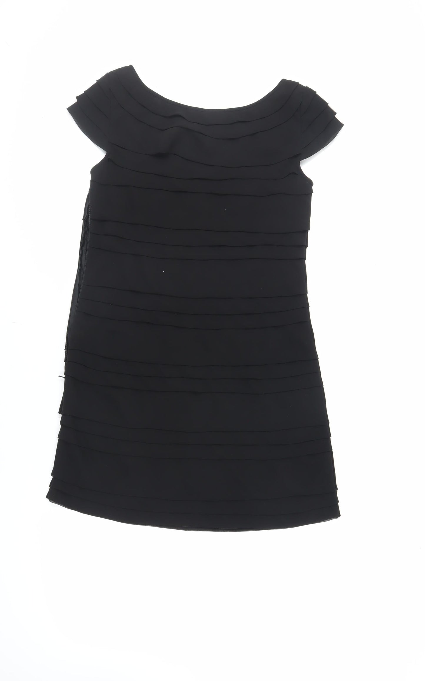 French Connection Womens Black Polyester Pencil Dress Size S Boat Neck Zip