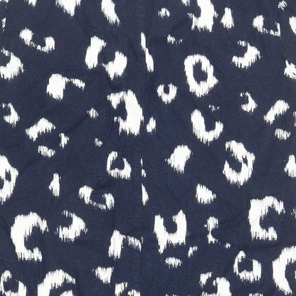 Marks and Spencer Womens Blue Animal Print Linen Shift Size 10 V-Neck - Pockets