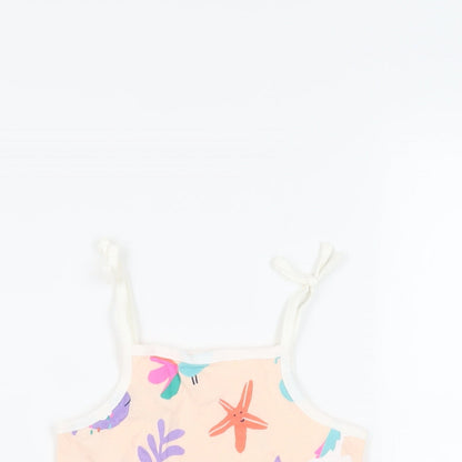 Marks and Spencer Girls Pink Geometric Cotton Camisole Tank Size 2-3 Years Square Neck Pullover