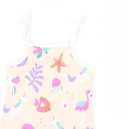 Marks and Spencer Girls Pink Geometric Cotton Camisole Tank Size 2-3 Years Square Neck Pullover