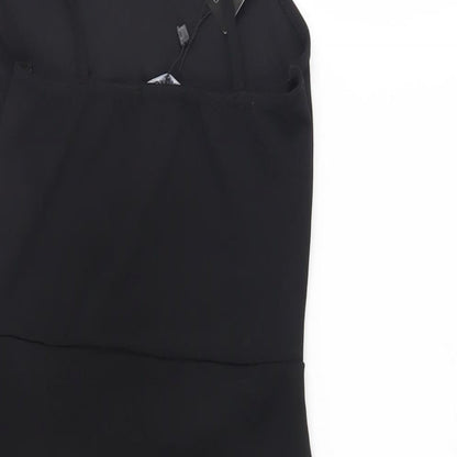 Nasty Gal Womens Black Polyester Mini Size 8 Square Neck Pullover