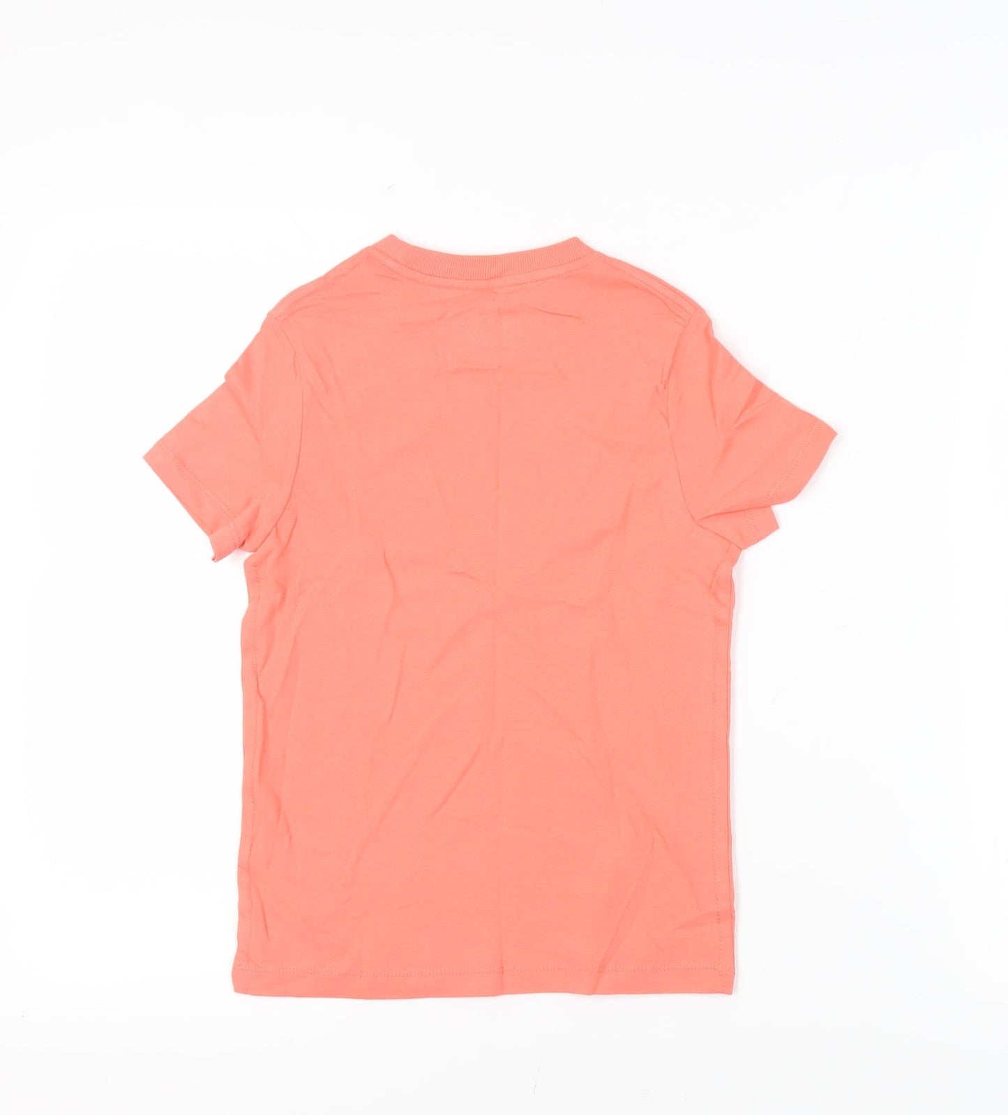 Marks and Spencer Girls Pink Cotton Pullover T-Shirt Size 7-8 Years Crew Neck Pullover