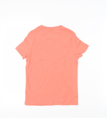 Marks and Spencer Girls Pink Cotton Pullover T-Shirt Size 7-8 Years Crew Neck Pullover