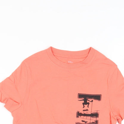 Marks and Spencer Girls Pink Cotton Pullover T-Shirt Size 7-8 Years Crew Neck Pullover
