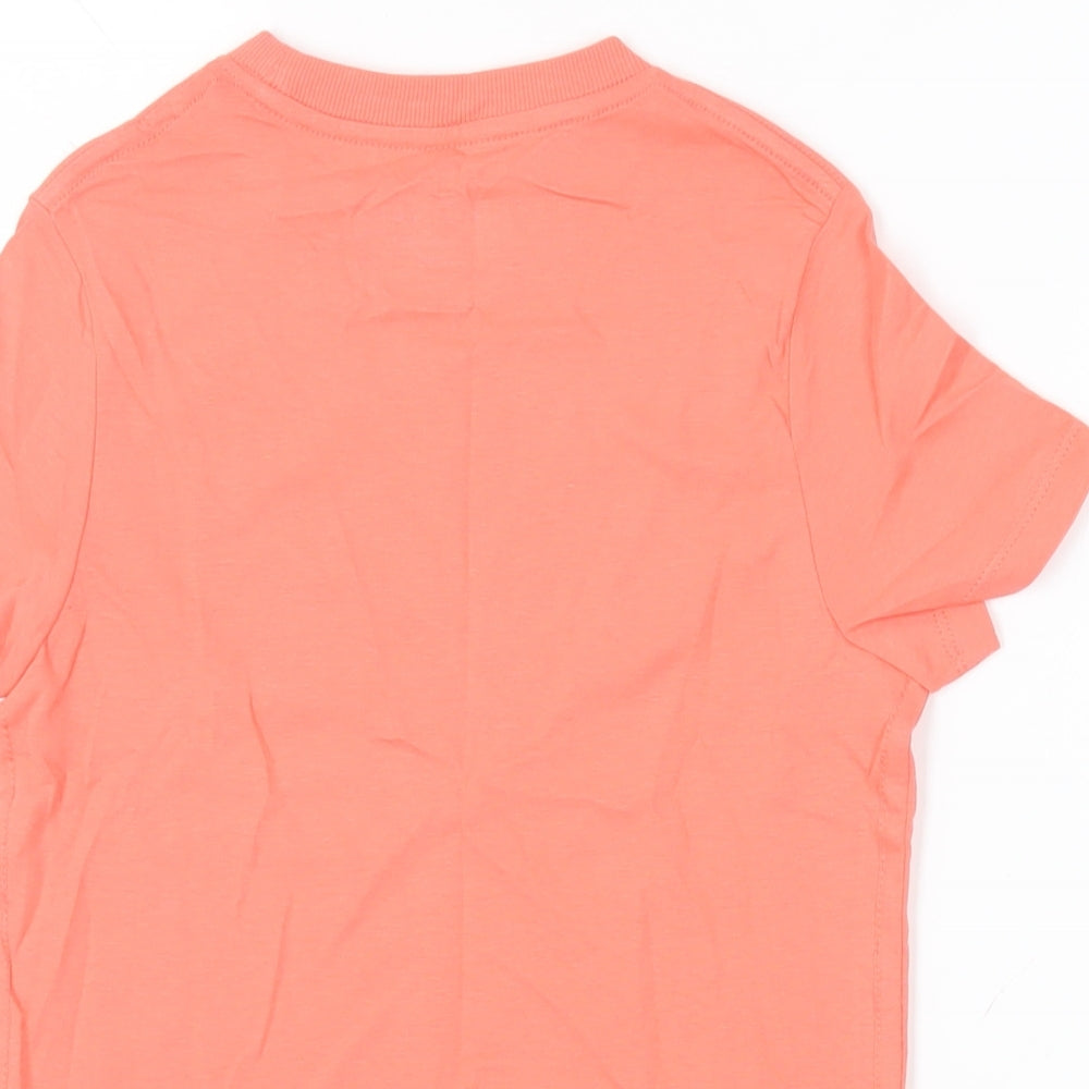 Marks and Spencer Girls Pink Cotton Pullover T-Shirt Size 7-8 Years Crew Neck Pullover