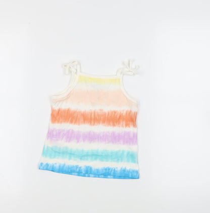 Marks and Spencer Girls Multicoloured Striped Cotton Camisole Tank Size 4-5 Years Square Neck Pullover