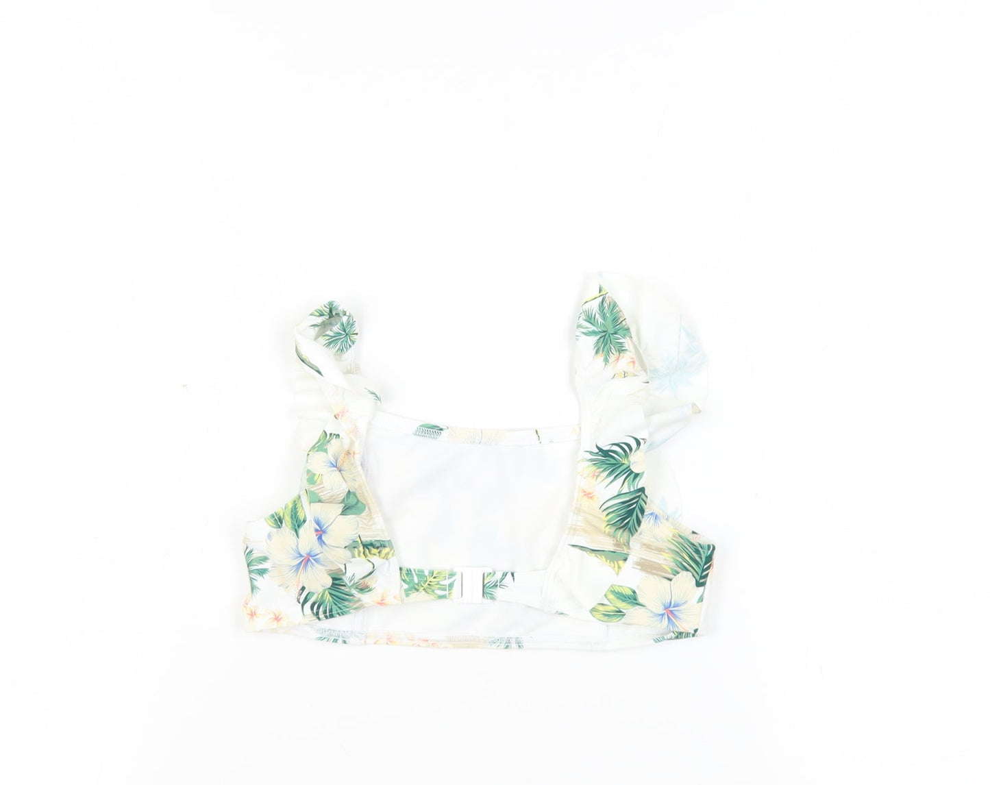 Marks and Spencer Girls White Floral Polyamide Cropped Tank Size 10-11 Years Square Neck - Swim Top