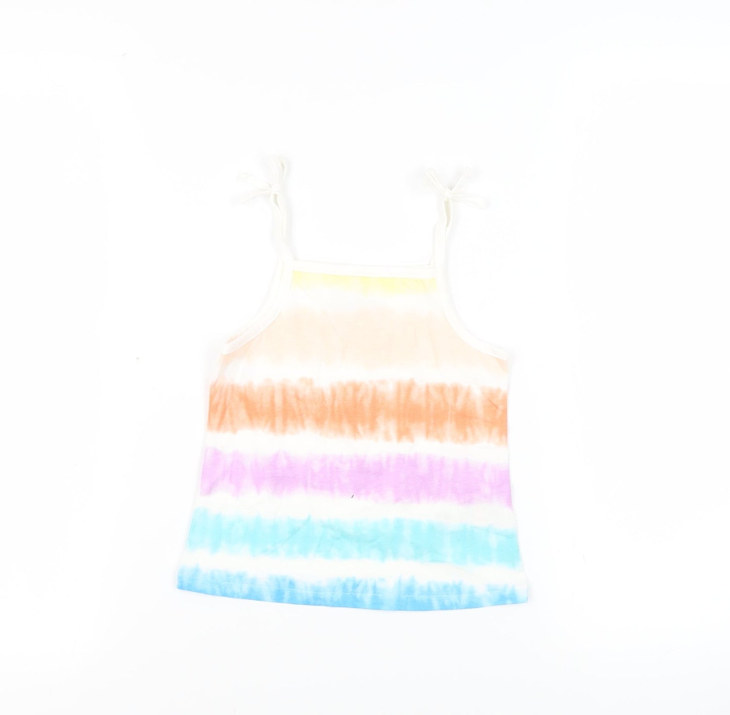 Marks and Spencer Girls Multicoloured Striped Cotton Camisole Tank Size 3-4 Years Square Neck Pullover