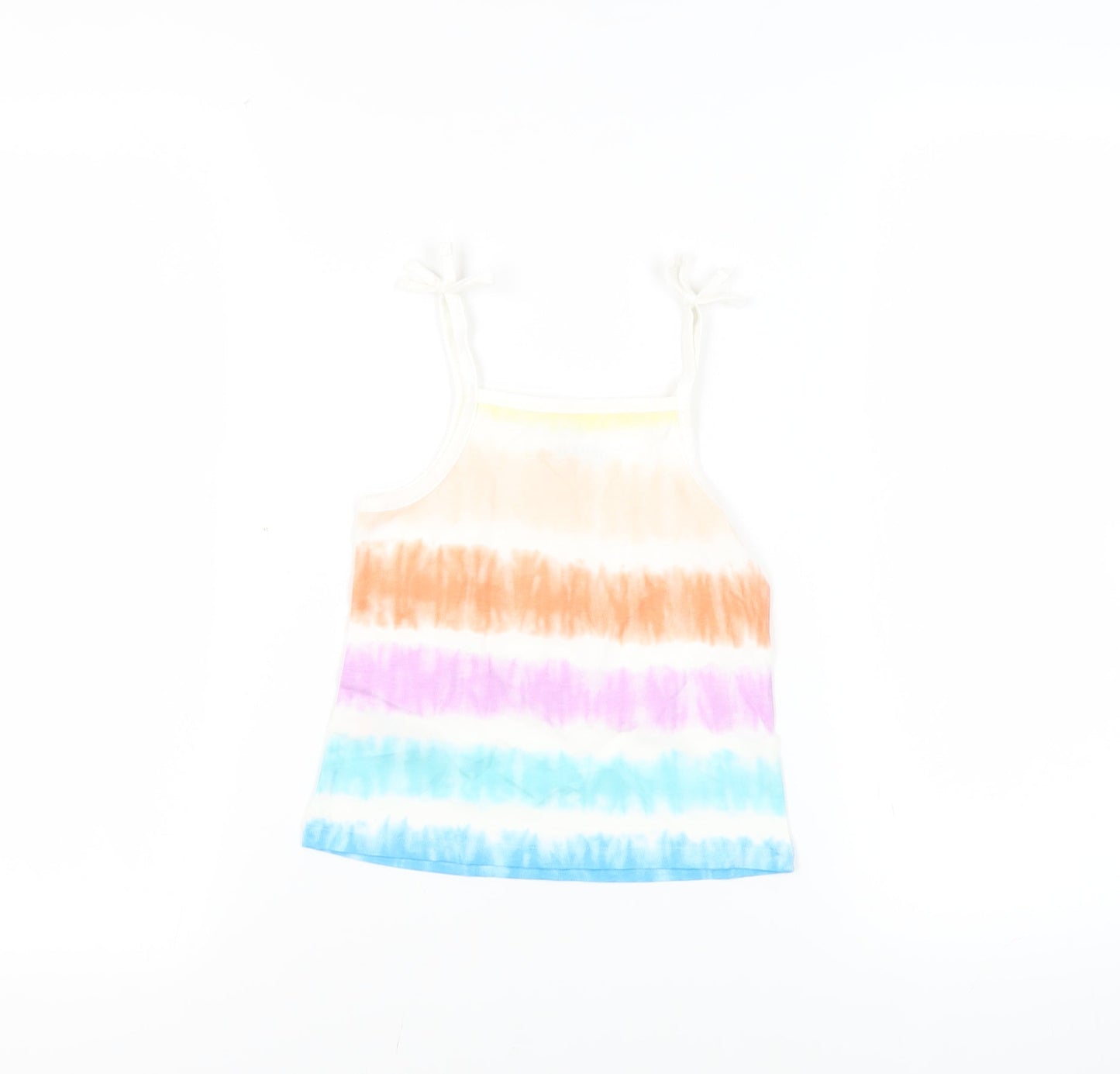 Marks and Spencer Girls Multicoloured Striped Cotton Camisole Tank Size 3-4 Years Square Neck Pullover