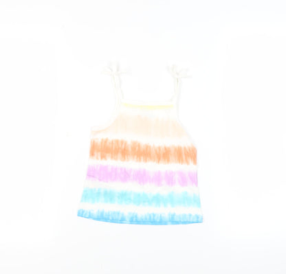 Marks and Spencer Girls Multicoloured Striped Cotton Camisole Tank Size 3-4 Years Square Neck Pullover