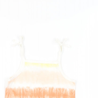 Marks and Spencer Girls Multicoloured Striped Cotton Camisole Tank Size 3-4 Years Square Neck Pullover