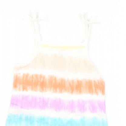 Marks and Spencer Girls Multicoloured Striped Cotton Camisole Tank Size 3-4 Years Square Neck Pullover