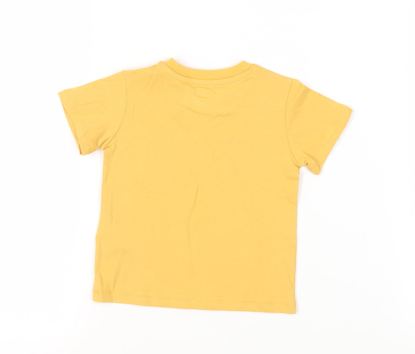 Marks and Spencer Baby Yellow Cotton Pullover T-Shirt Size 3-6 Months Crew Neck Snap - Pocket