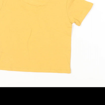 Marks and Spencer Baby Yellow Cotton Pullover T-Shirt Size 3-6 Months Crew Neck Snap - Pocket