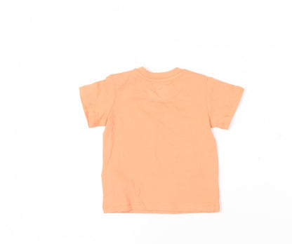 Marks and Spencer Baby Orange Cotton Pullover T-Shirt Size 3-6 Months Crew Neck Snap