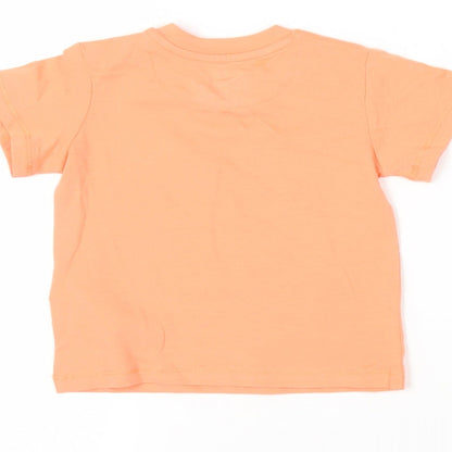 Marks and Spencer Baby Orange Cotton Pullover T-Shirt Size 3-6 Months Crew Neck Snap