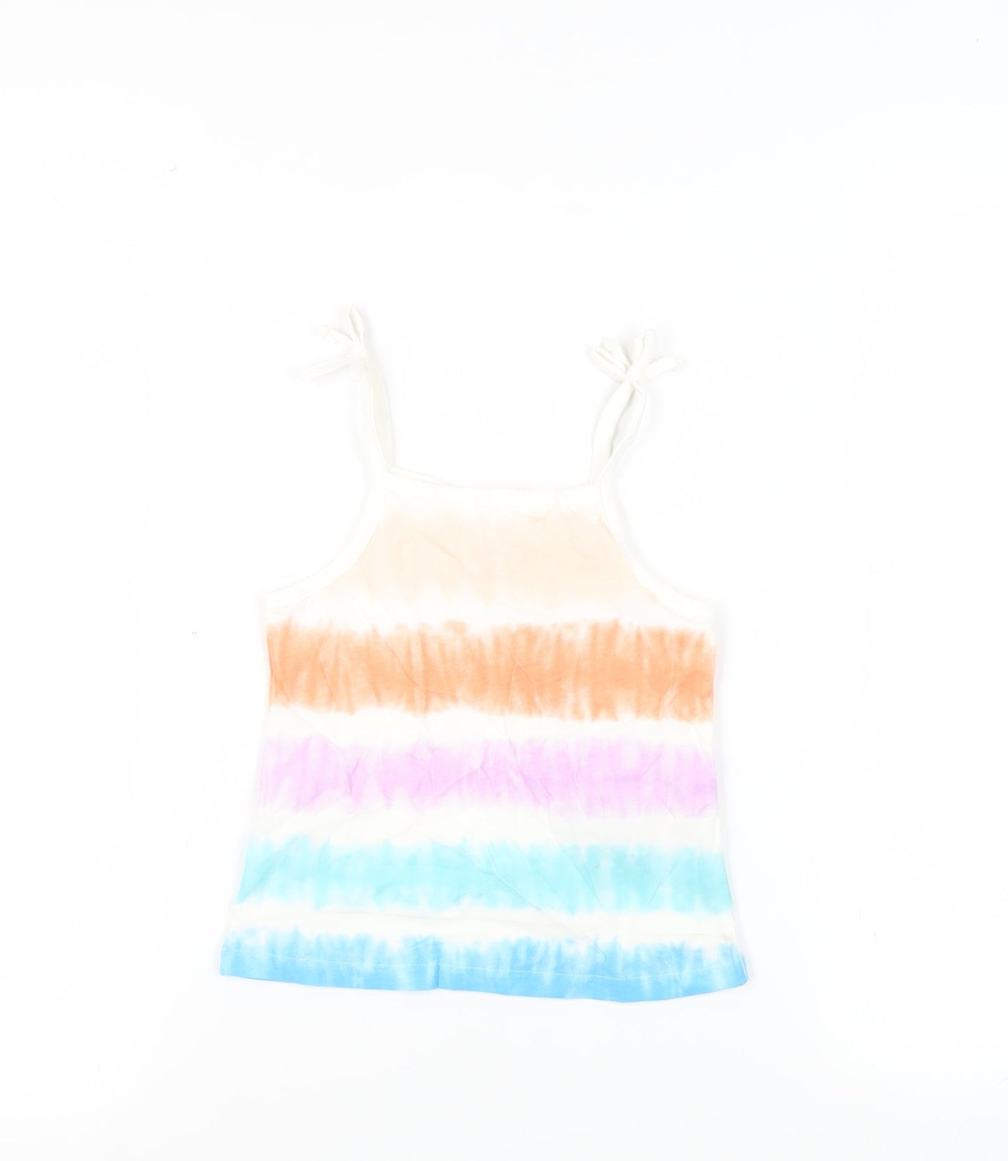 Marks and Spencer Girls Multicoloured Striped Cotton Camisole Tank Size 3-4 Years Square Neck Pullover