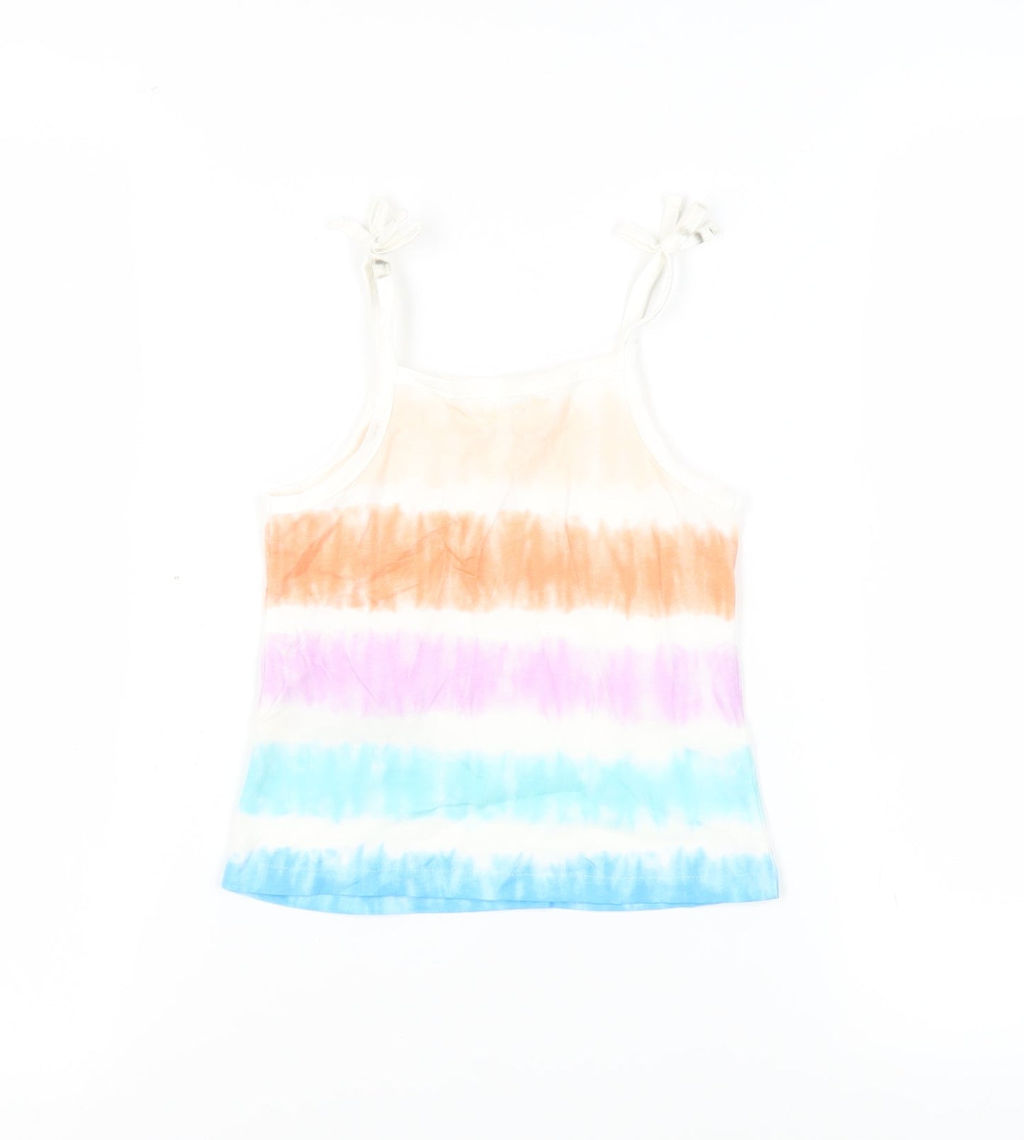 Marks and Spencer Girls Multicoloured Striped Cotton Camisole Tank Size 3-4 Years Square Neck Pullover