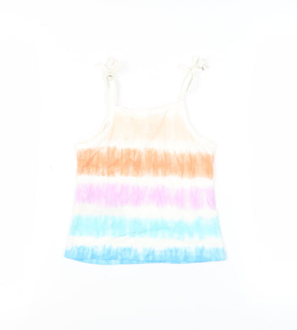 Marks and Spencer Girls Multicoloured Striped Cotton Camisole Tank Size 3-4 Years Square Neck Pullover