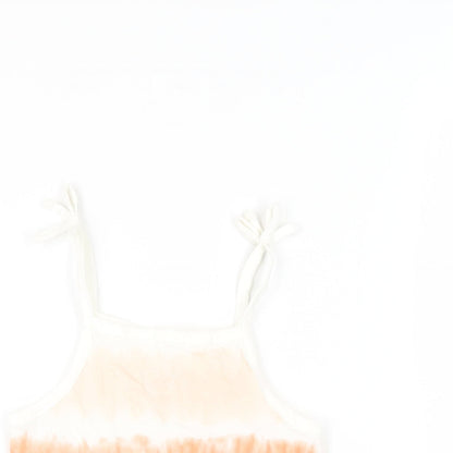 Marks and Spencer Girls Multicoloured Striped Cotton Camisole Tank Size 3-4 Years Square Neck Pullover