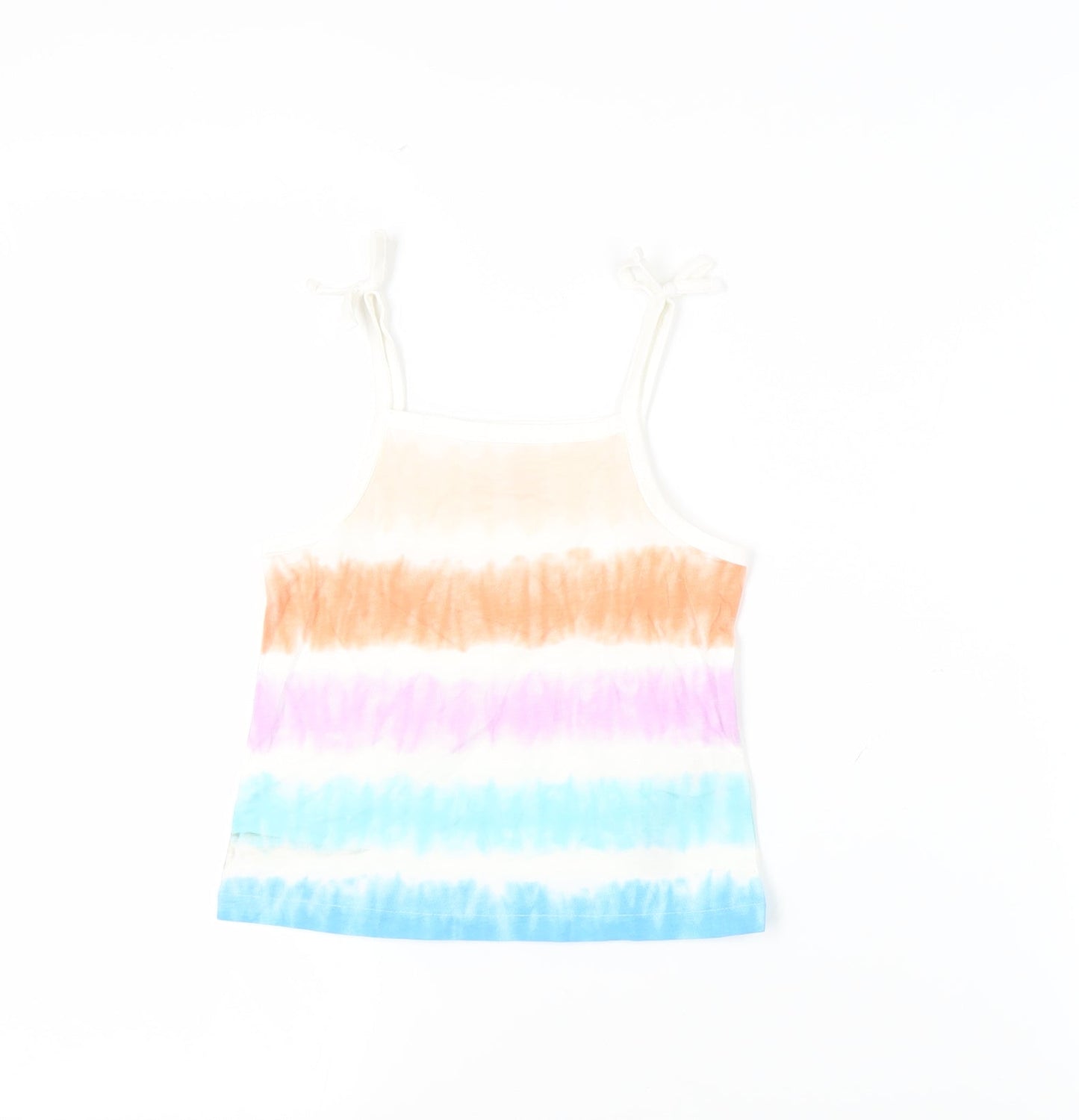 Marks and Spencer Girls Multicoloured Striped Cotton Camisole Tank Size 3-4 Years Square Neck Pullover
