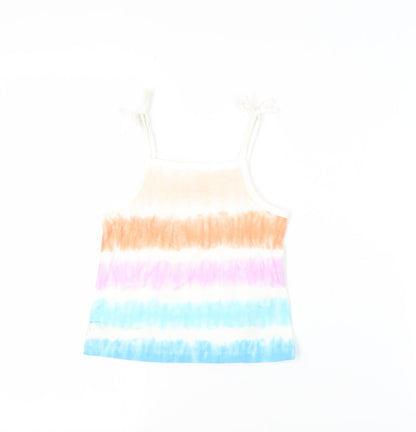 Marks and Spencer Girls Multicoloured Striped Cotton Camisole Tank Size 3-4 Years Square Neck Pullover