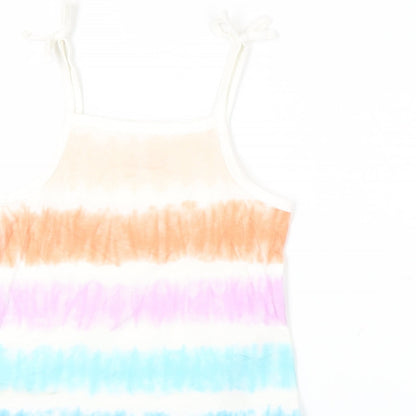 Marks and Spencer Girls Multicoloured Striped Cotton Camisole Tank Size 3-4 Years Square Neck Pullover