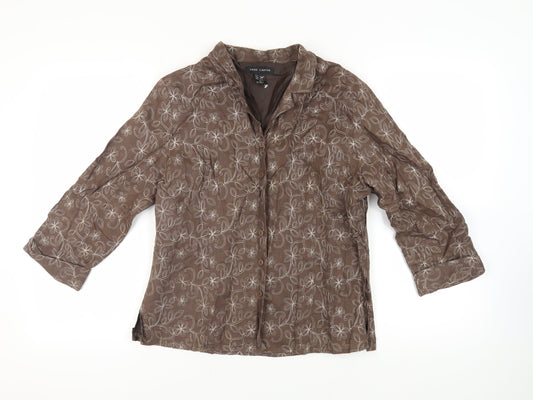 Womens UK Size L Anne Carson Brown Basic Button-Up