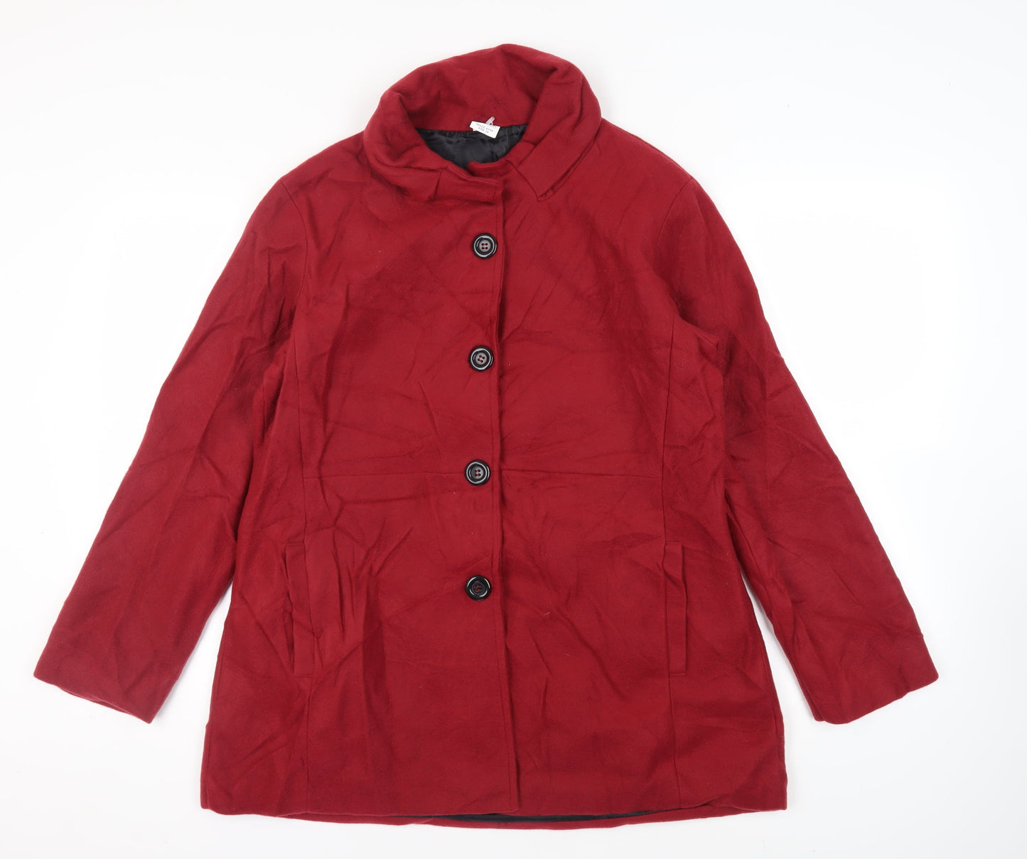 Gabriella Vincenza Womens Red Pea Coat Coat Size 14 Button - Vintage