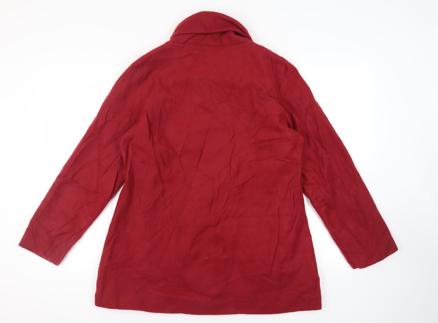 Gabriella Vincenza Womens Red Pea Coat Coat Size 14 Button - Vintage