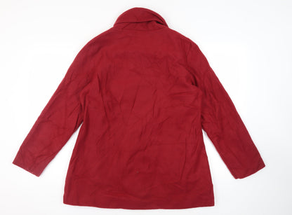 Gabriella Vincenza Womens Red Pea Coat Coat Size 14 Button - Vintage