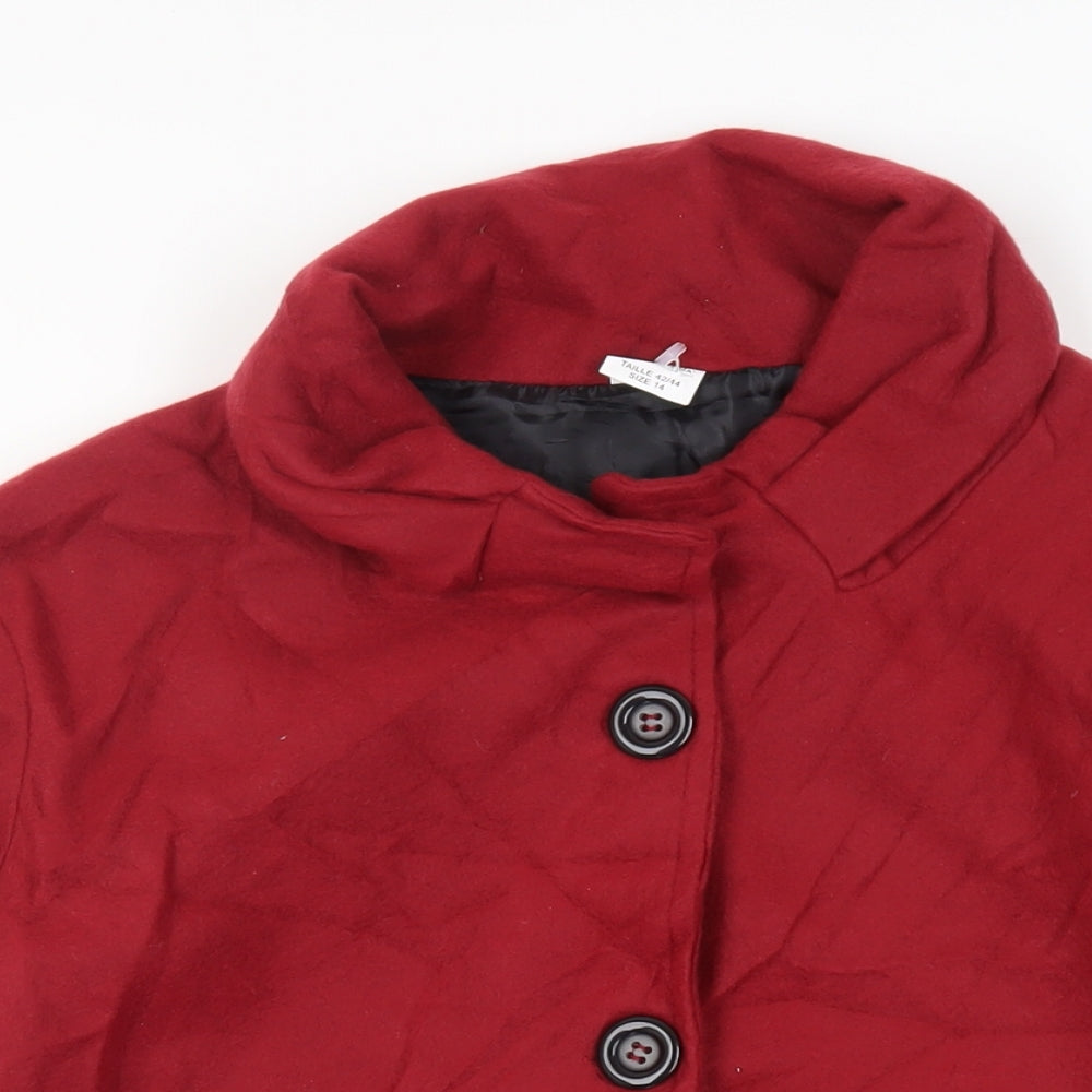 Gabriella Vincenza Womens Red Pea Coat Coat Size 14 Button - Vintage