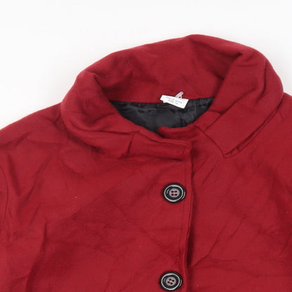 Gabriella Vincenza Womens Red Pea Coat Coat Size 14 Button - Vintage