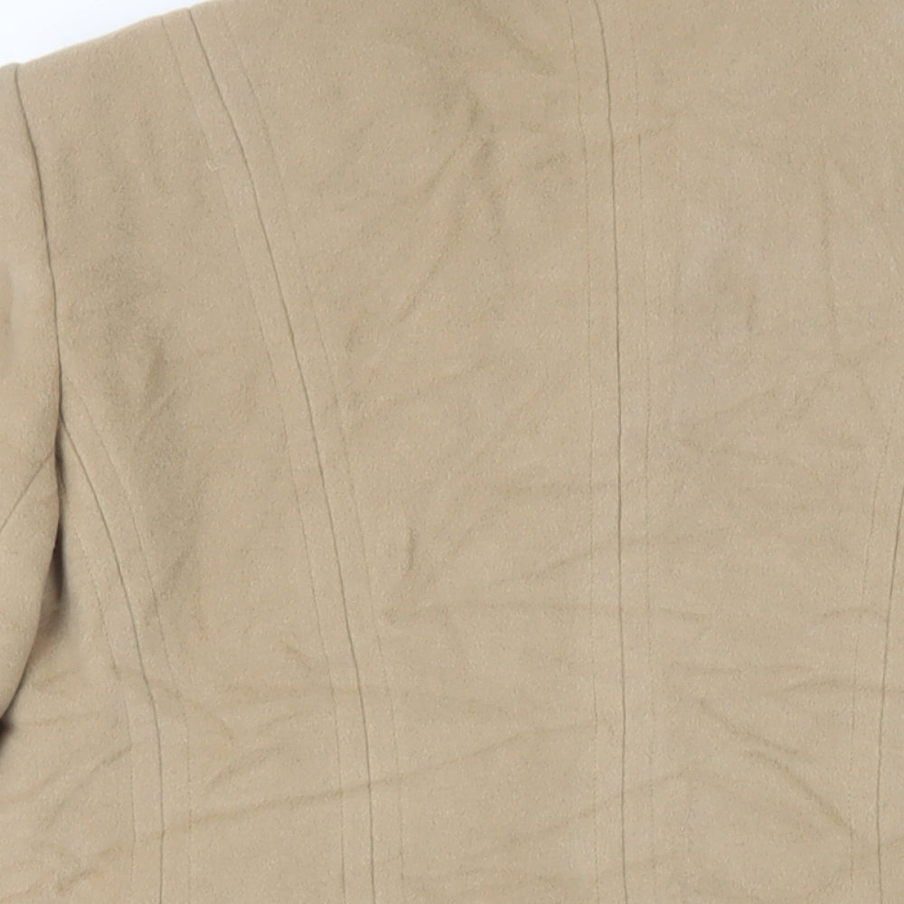 Principles Womens Beige Jacket Size 12 Zip - Faux Fur Collar