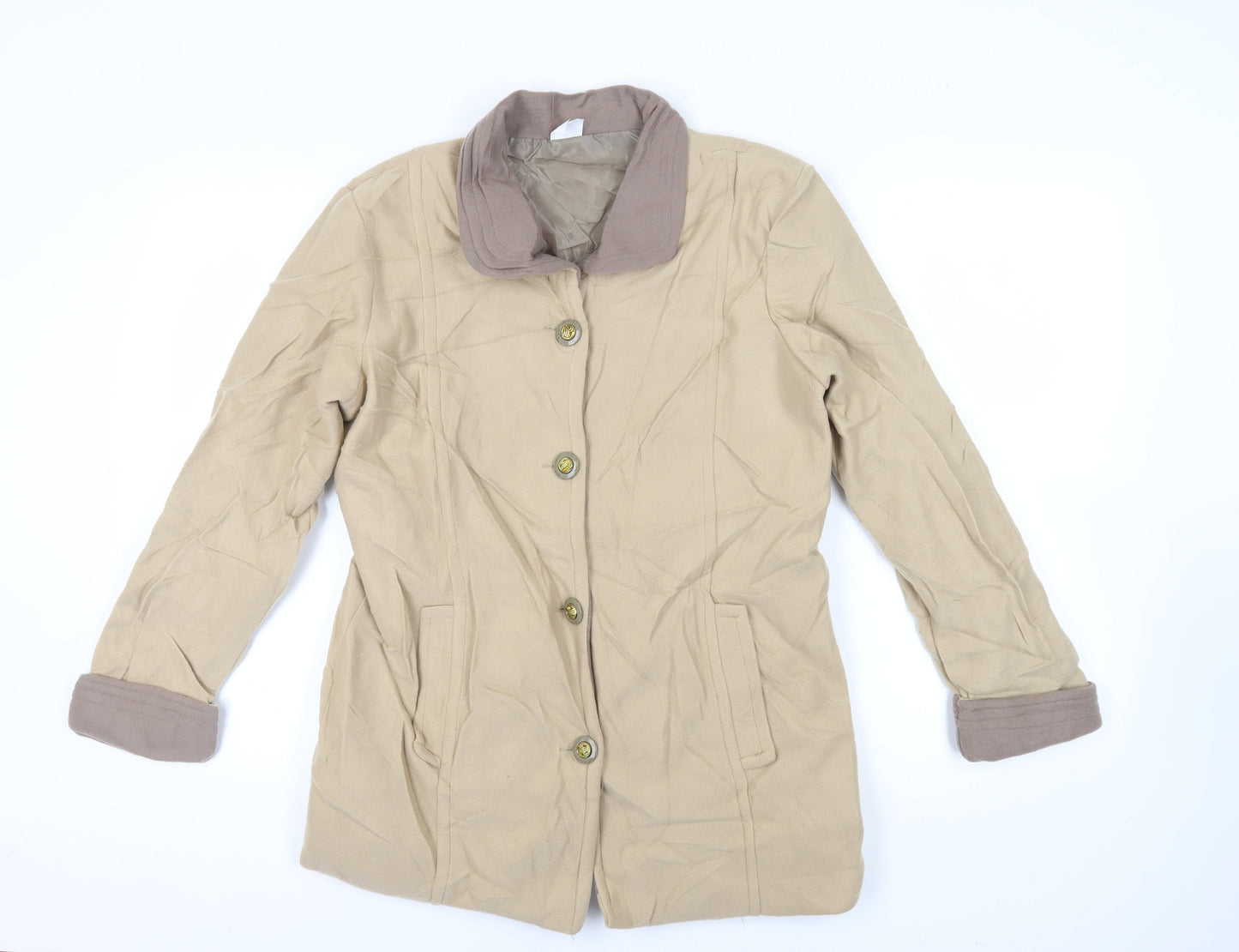 Gabriella Vincenza Womens Beige Jacket Size 14 Button - Vintage
