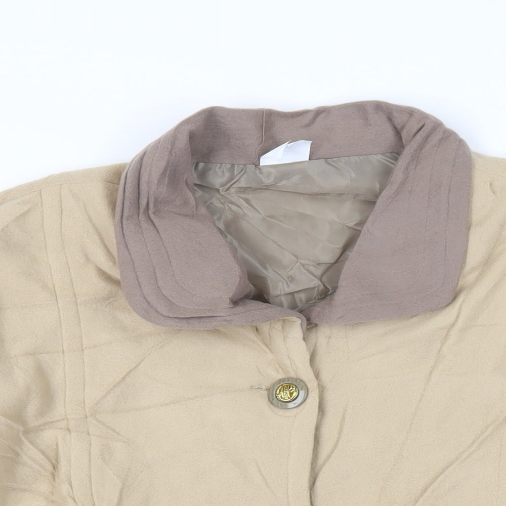 Gabriella Vincenza Womens Beige Jacket Size 14 Button - Vintage