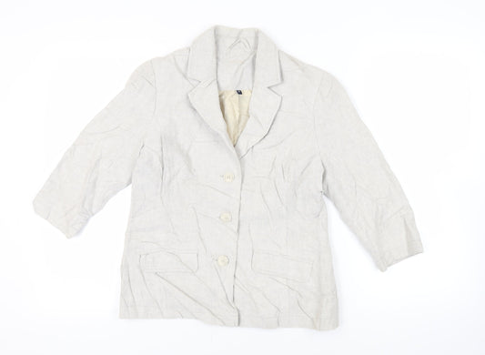 DASH Womens Grey Herringbone Jacket Blazer Size 10 Button