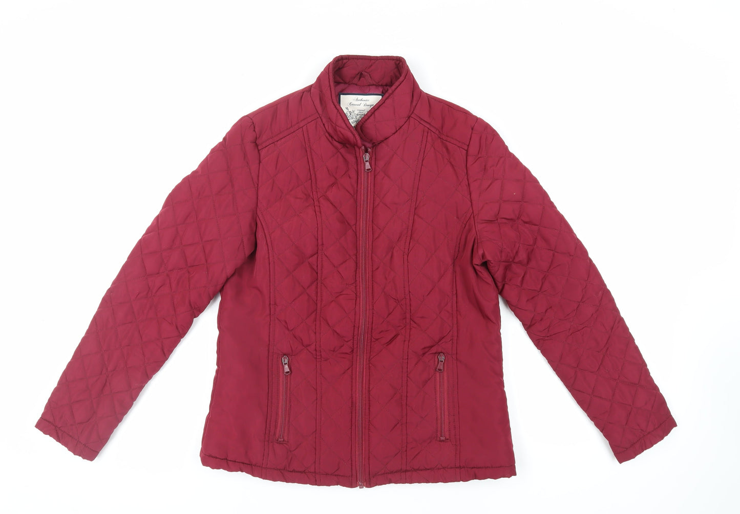 Store Twenty One Womens Red Quilted Jacket Size 10 Zip - Zipped Pockets