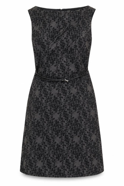 Monsoon Womens Black Geometric Viscose A-Line Size 10 Round Neck Zip