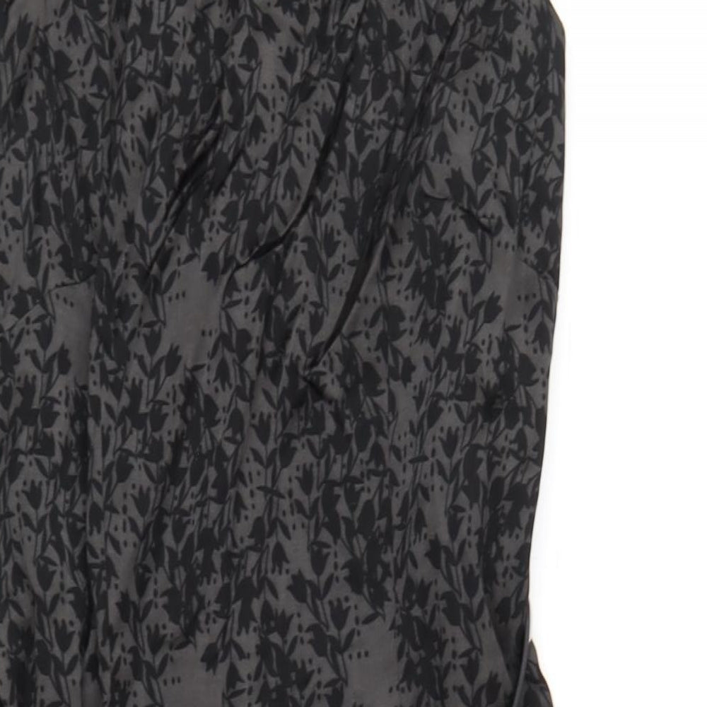 Monsoon Womens Black Geometric Viscose A-Line Size 10 Round Neck Zip