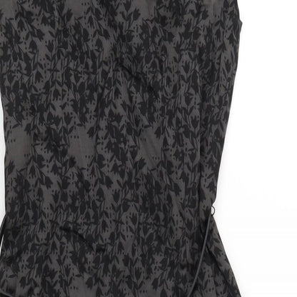 Monsoon Womens Black Geometric Viscose A-Line Size 10 Round Neck Zip