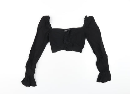 Womens UK Size 4 PRETTYLITTLETHING Black Cropped T-Shirt
