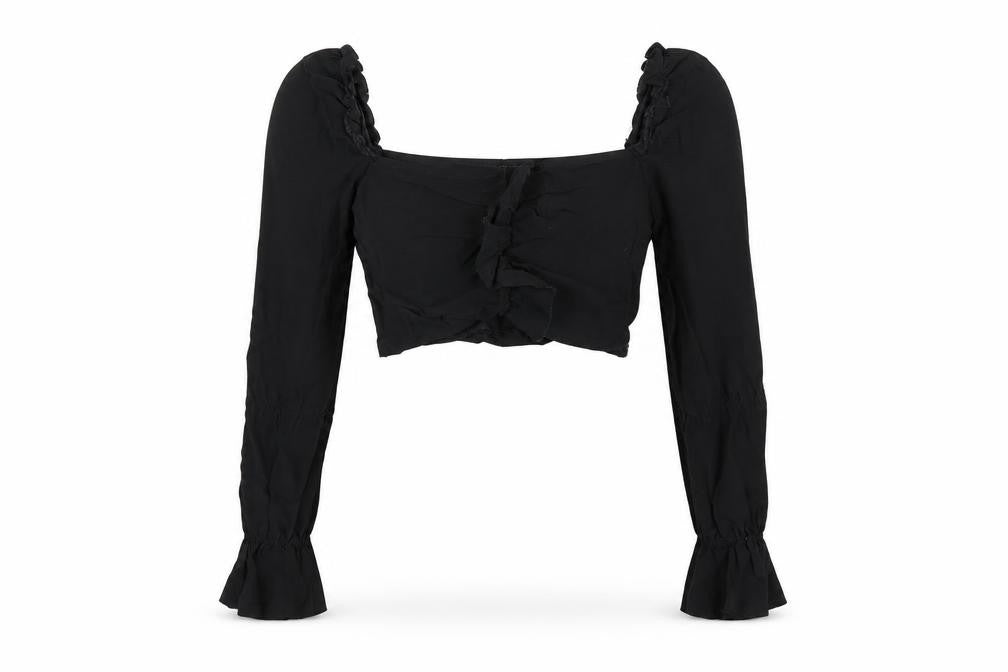 Womens UK Size 4 PRETTYLITTLETHING Black Cropped T-Shirt