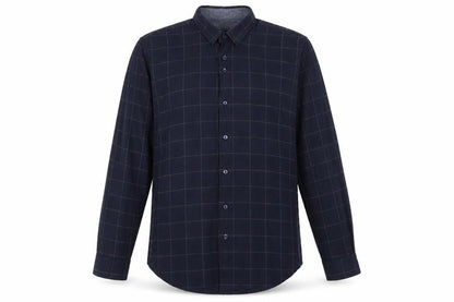 Zara Mens Blue Check Cotton Button-Up Size L Collared Button