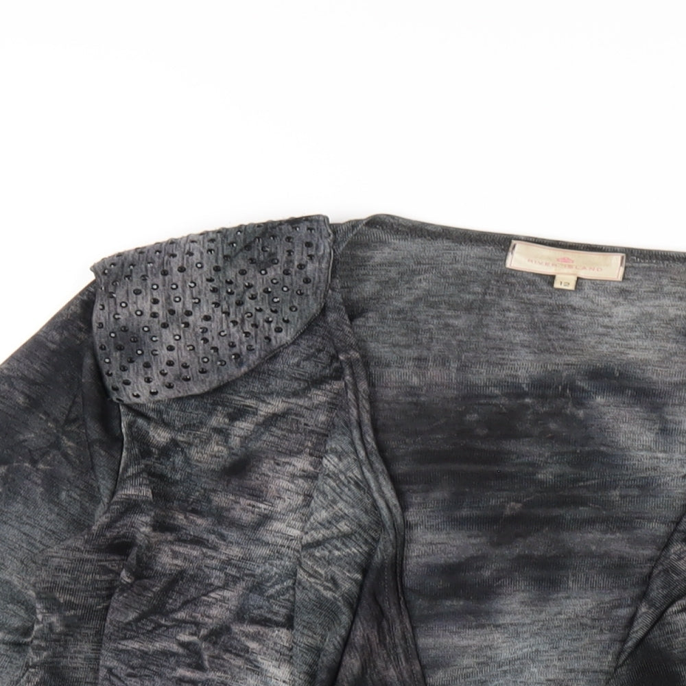 Womens UK Size 12 River Island Grey Cardigan Jumper